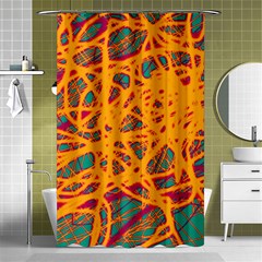 Orange Neon Chaos Shower Curtain 48  X 72  (small) 