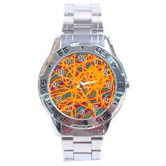 Orange Neon Chaos Stainless Steel Analogue Watch by Valentinaart