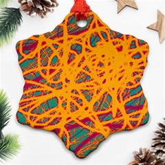 Orange Neon Chaos Snowflake Ornament (2-side)