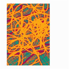 Orange Neon Chaos Small Garden Flag (two Sides) by Valentinaart