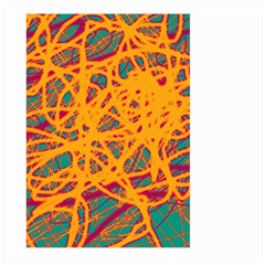 Orange Neon Chaos Large Garden Flag (two Sides) by Valentinaart