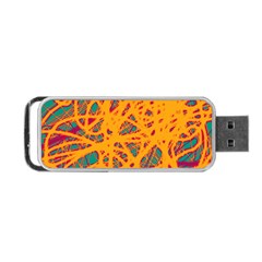 Orange Neon Chaos Portable Usb Flash (two Sides) by Valentinaart