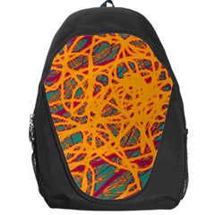 Orange Neon Chaos Backpack Bag by Valentinaart