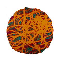 Orange Neon Chaos Standard 15  Premium Round Cushions