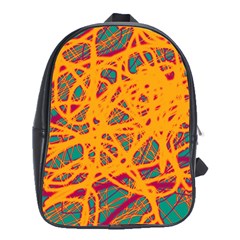 Orange Neon Chaos School Bags (xl)  by Valentinaart