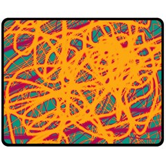 Orange Neon Chaos Double Sided Fleece Blanket (medium) 