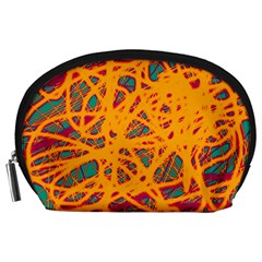 Orange Neon Chaos Accessory Pouches (large)  by Valentinaart