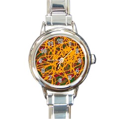 Yellow Neon Chaos Round Italian Charm Watch by Valentinaart