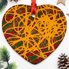 Yellow Neon Chaos Ornament (heart) 