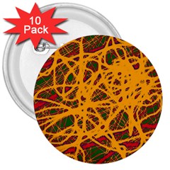 Yellow Neon Chaos 3  Buttons (10 Pack)  by Valentinaart