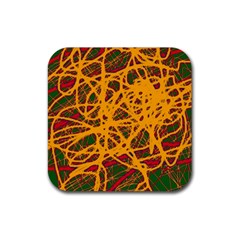 Yellow Neon Chaos Rubber Coaster (square) 