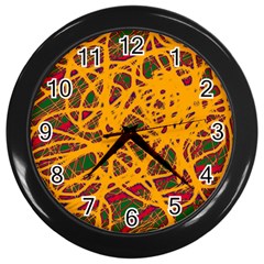 Yellow Neon Chaos Wall Clocks (black)