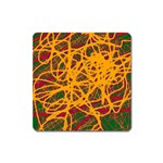 Yellow neon chaos Square Magnet Front