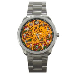 Yellow Neon Chaos Sport Metal Watch by Valentinaart