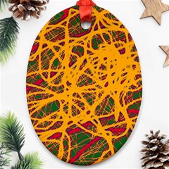 Yellow Neon Chaos Oval Ornament (two Sides) by Valentinaart