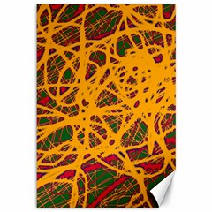 Yellow Neon Chaos Canvas 12  X 18   by Valentinaart