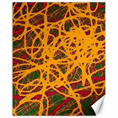 Yellow Neon Chaos Canvas 16  X 20   by Valentinaart