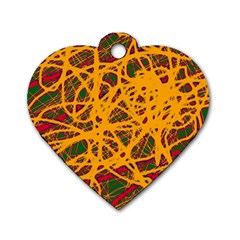 Yellow Neon Chaos Dog Tag Heart (two Sides)