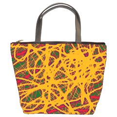 Yellow Neon Chaos Bucket Bags by Valentinaart