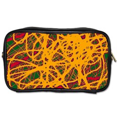 Yellow Neon Chaos Toiletries Bags by Valentinaart