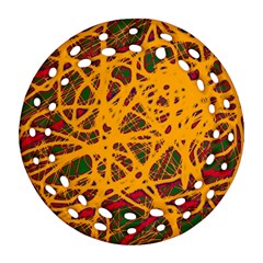 Yellow Neon Chaos Ornament (round Filigree) 