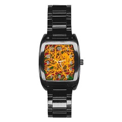 Yellow Neon Chaos Stainless Steel Barrel Watch