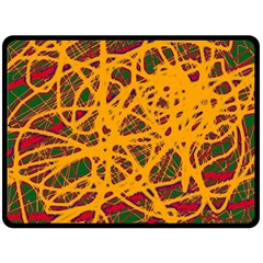 Yellow Neon Chaos Double Sided Fleece Blanket (large)  by Valentinaart