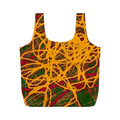 Yellow Neon Chaos Full Print Recycle Bags (m)  by Valentinaart