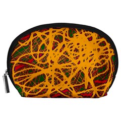 Yellow Neon Chaos Accessory Pouches (large)  by Valentinaart