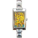 Yellow neon Rectangle Italian Charm Watch Front