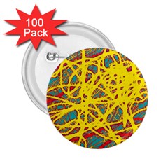 Yellow Neon 2 25  Buttons (100 Pack) 