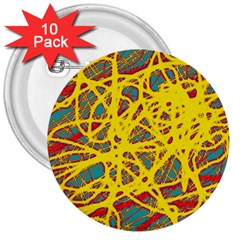 Yellow Neon 3  Buttons (10 Pack) 