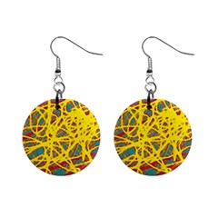 Yellow Neon Mini Button Earrings