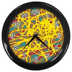 Yellow Neon Wall Clocks (black) by Valentinaart