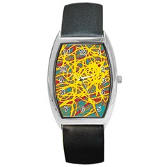 Yellow Neon Barrel Style Metal Watch