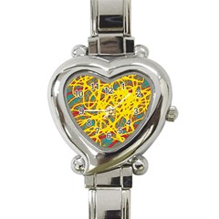 Yellow Neon Heart Italian Charm Watch by Valentinaart