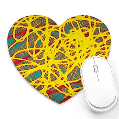 Yellow Neon Heart Mousepads by Valentinaart