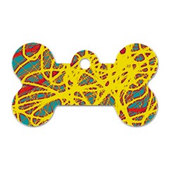 Yellow Neon Dog Tag Bone (one Side)