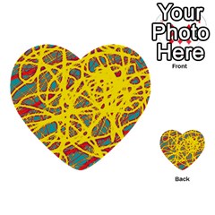 Yellow Neon Multi-purpose Cards (heart)  by Valentinaart