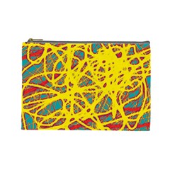 Yellow Neon Cosmetic Bag (large)  by Valentinaart