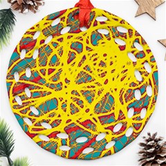 Yellow Neon Round Filigree Ornament (2side)