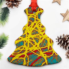 Yellow Neon Christmas Tree Ornament (2 Sides)