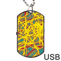 Yellow Neon Dog Tag Usb Flash (one Side)