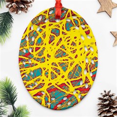 Yellow Neon Oval Filigree Ornament (2-side) 