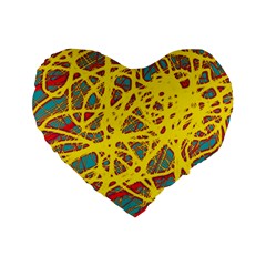 Yellow Neon Standard 16  Premium Heart Shape Cushions by Valentinaart