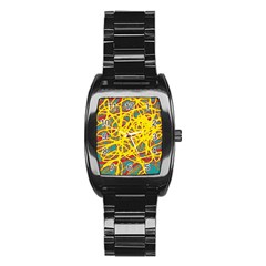 Yellow Neon Stainless Steel Barrel Watch