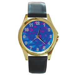 Deep Blue Round Gold Metal Watch