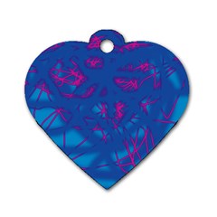 Deep Blue Dog Tag Heart (one Side)