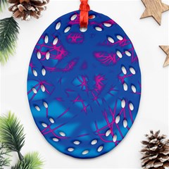 Deep Blue Oval Filigree Ornament (2-side) 