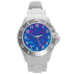 Deep Blue Round Plastic Sport Watch (l)